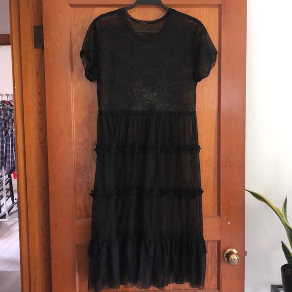 sheer lace midi dress
